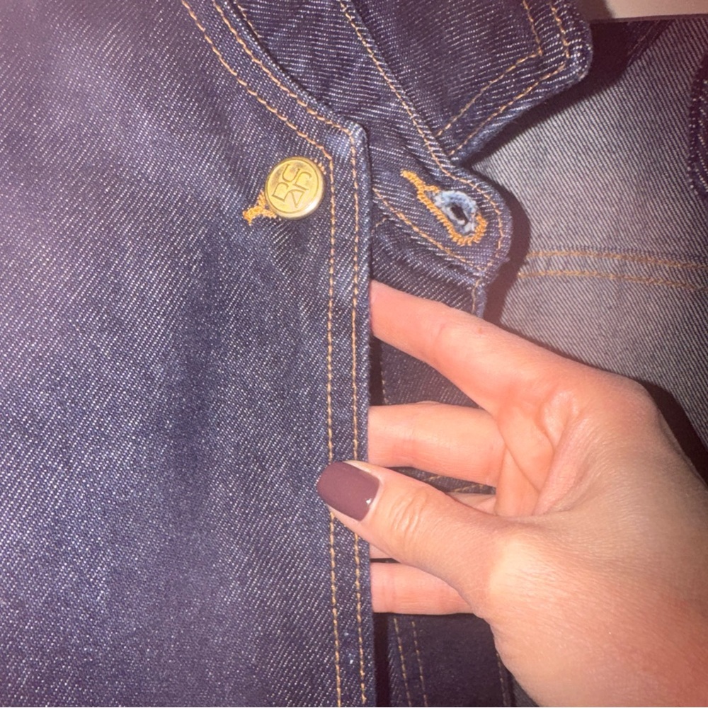 Ulla Johnson Dark Blue Denim Cape-Trim Jacket - Picture 4 of 5